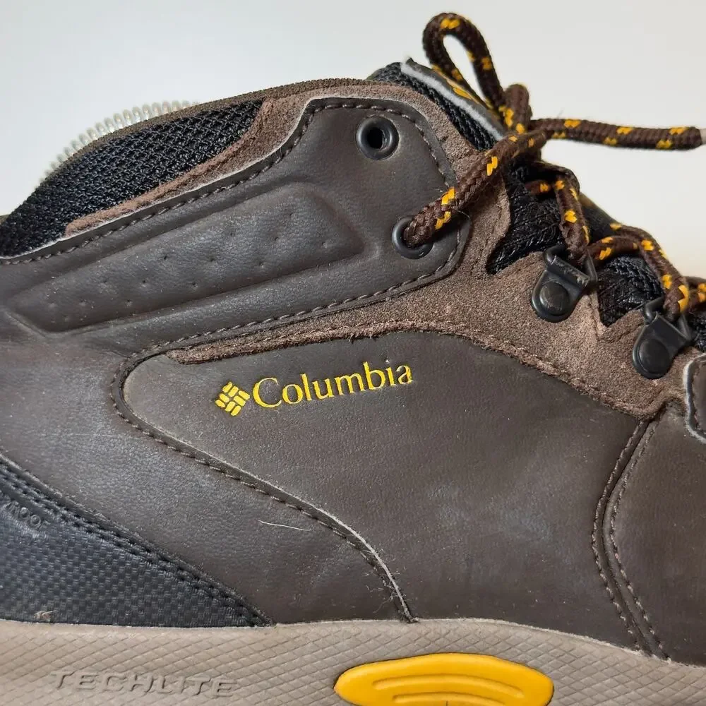 Columbia Youth 7 Brown Leather Waterproof Hiking Boots Omni-Grip Outdoor Shoes